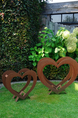 Hart decoratie/houtopslag/plantenbak Mies Cortenstaal  CD-118