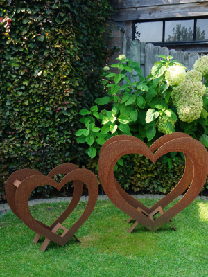 Hart decoratie/houtopslag/plantenbak Mies Cortenstaal  CD-118