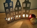 Waxinelichtjes Drie huisjes set  RVS  CD-062