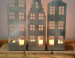 Waxinelichtjes Drie huisjes set  RVS  CD-062